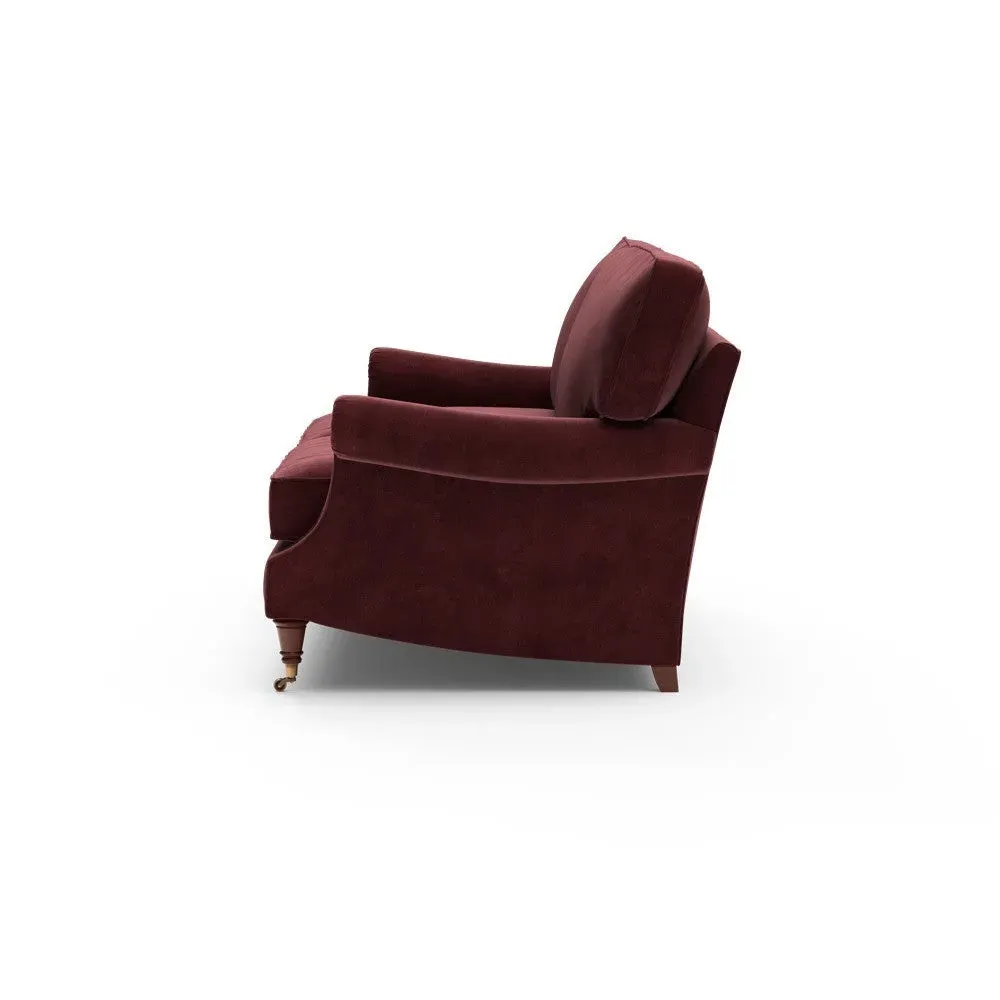 3-Seater High Back Sofa - Dark Rosehip, Matt Velvet