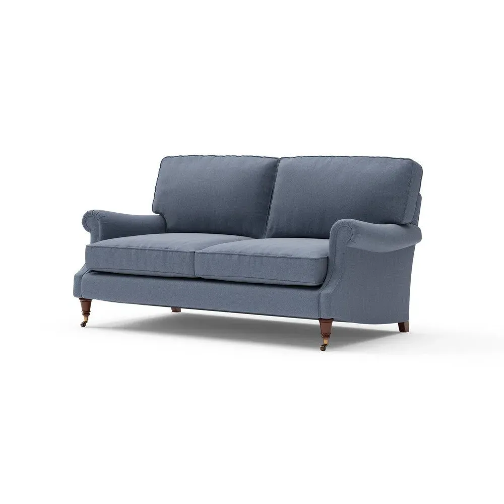 3-Seater High Back Sofa - Indigo, House Linen Mix
