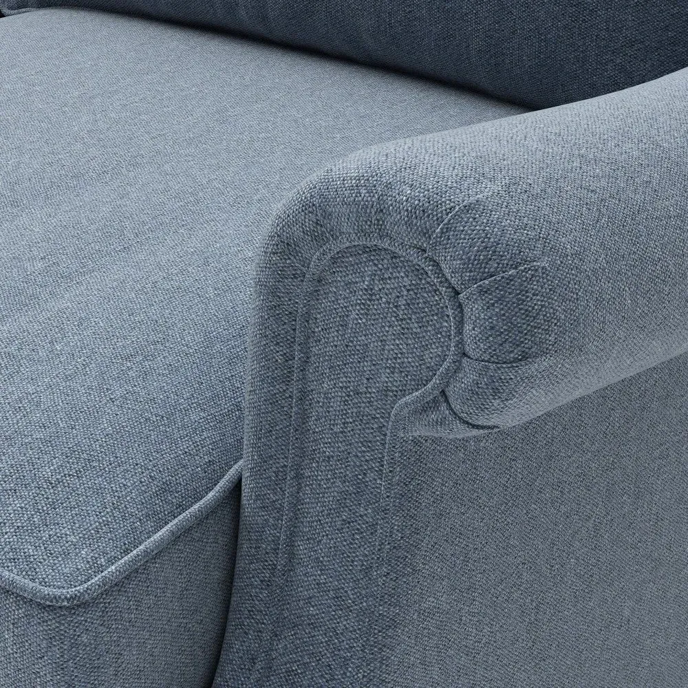 3-Seater High Back Sofa - Indigo, Rustic Weave