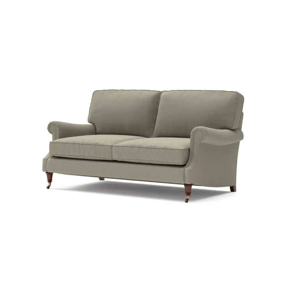 3-Seater High Back Sofa - Mid Grey, Linen Mix