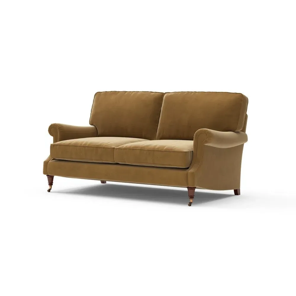 3-Seater High Back Sofa - Mustard, Matt Velvet