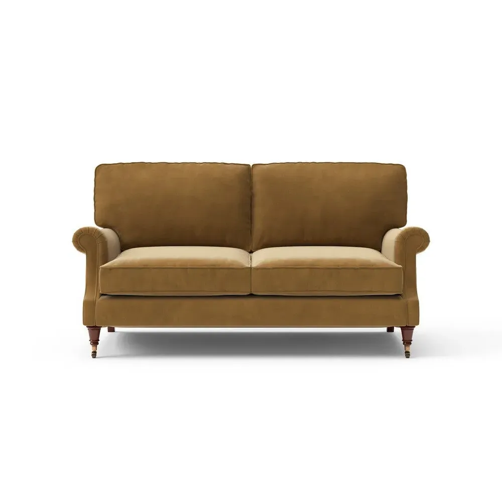 3-Seater High Back Sofa - Mustard, Matt Velvet