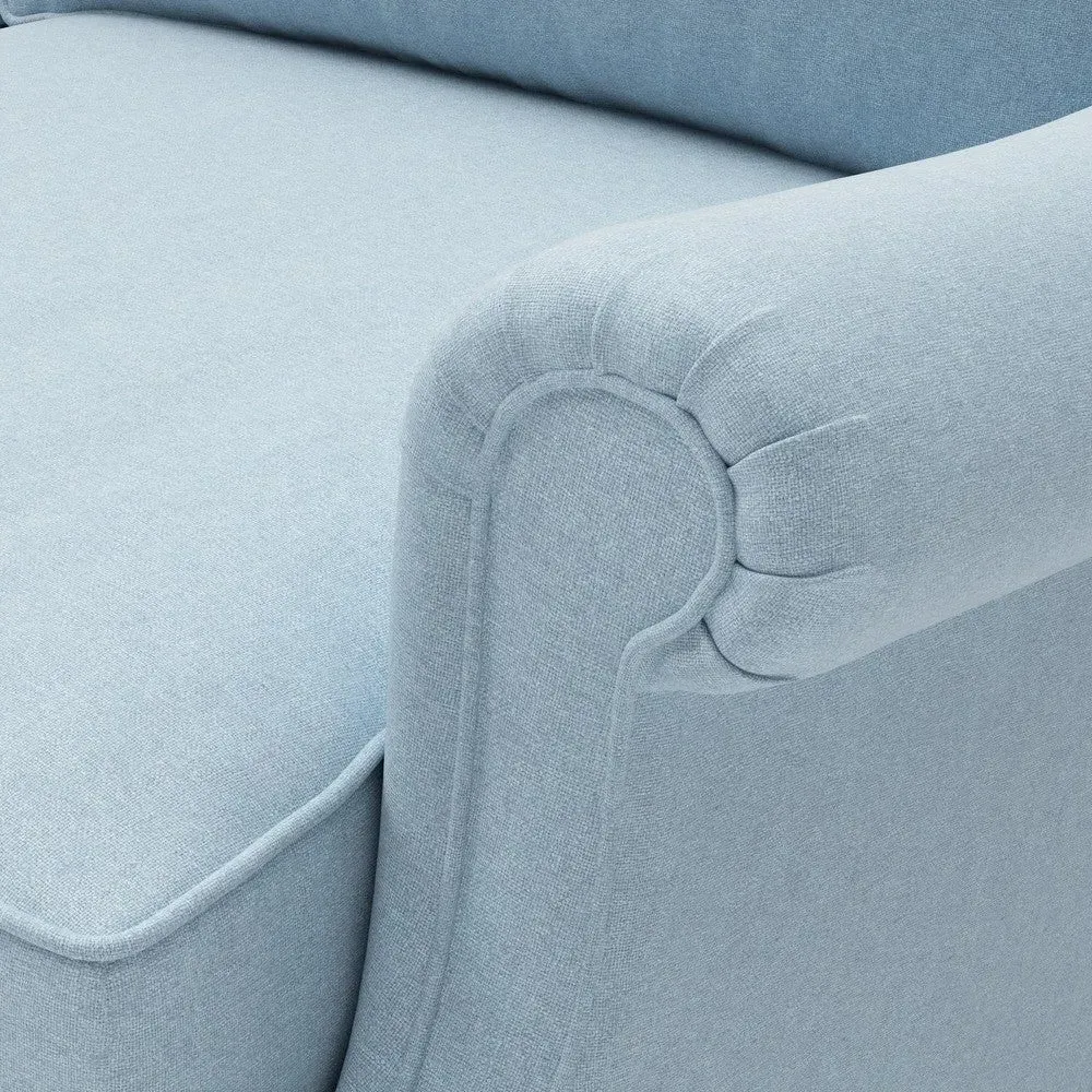 3-Seater Sofa High Back - Sky Blue, Linen Mix by The Cotswold Company, image 8
