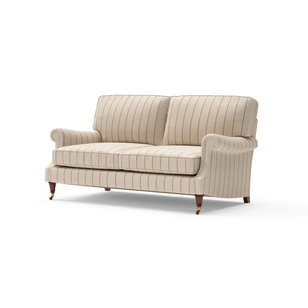3-Seater Sofa with High Back - Raspberry, Compton Stripe
