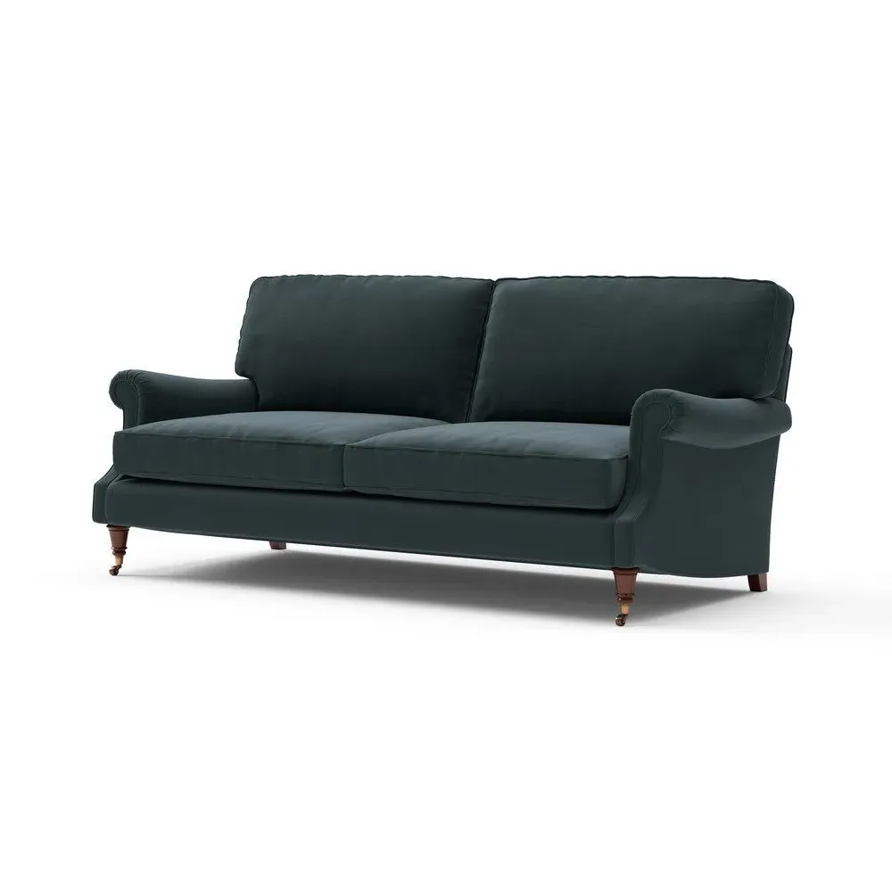 4-Seater High Back Sofa - Blue, Velvet