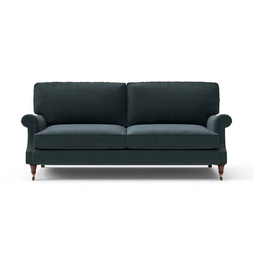 4-Seater High Back Sofa - Blue, Velvet image