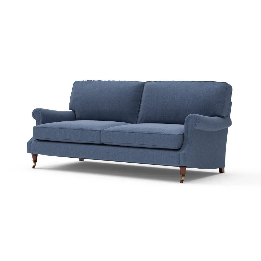 4-Seater High Back Sofa - Dark Blue, Chunky Cotton