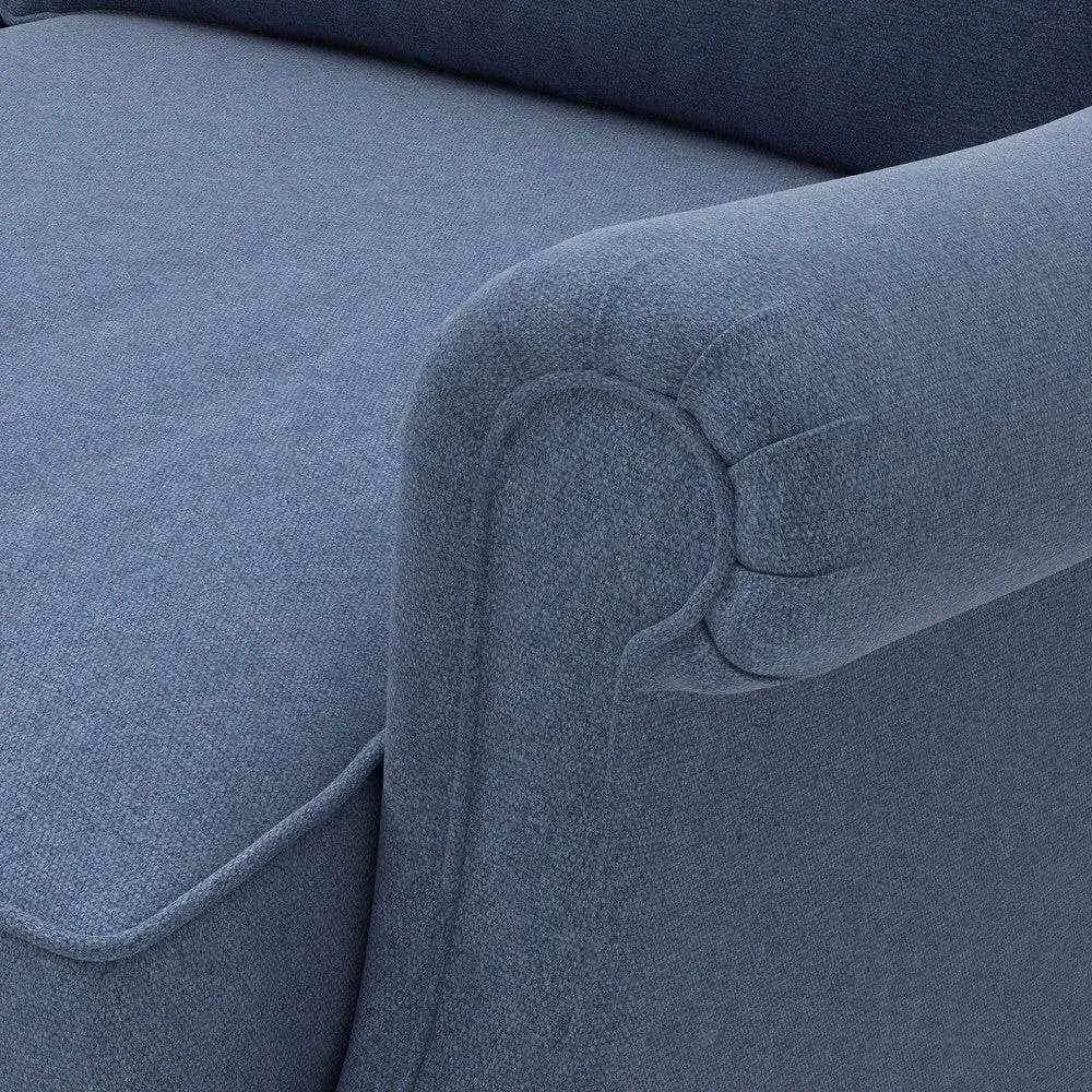 4-Seater High Back Sofa - Dark Blue, Chunky Cotton