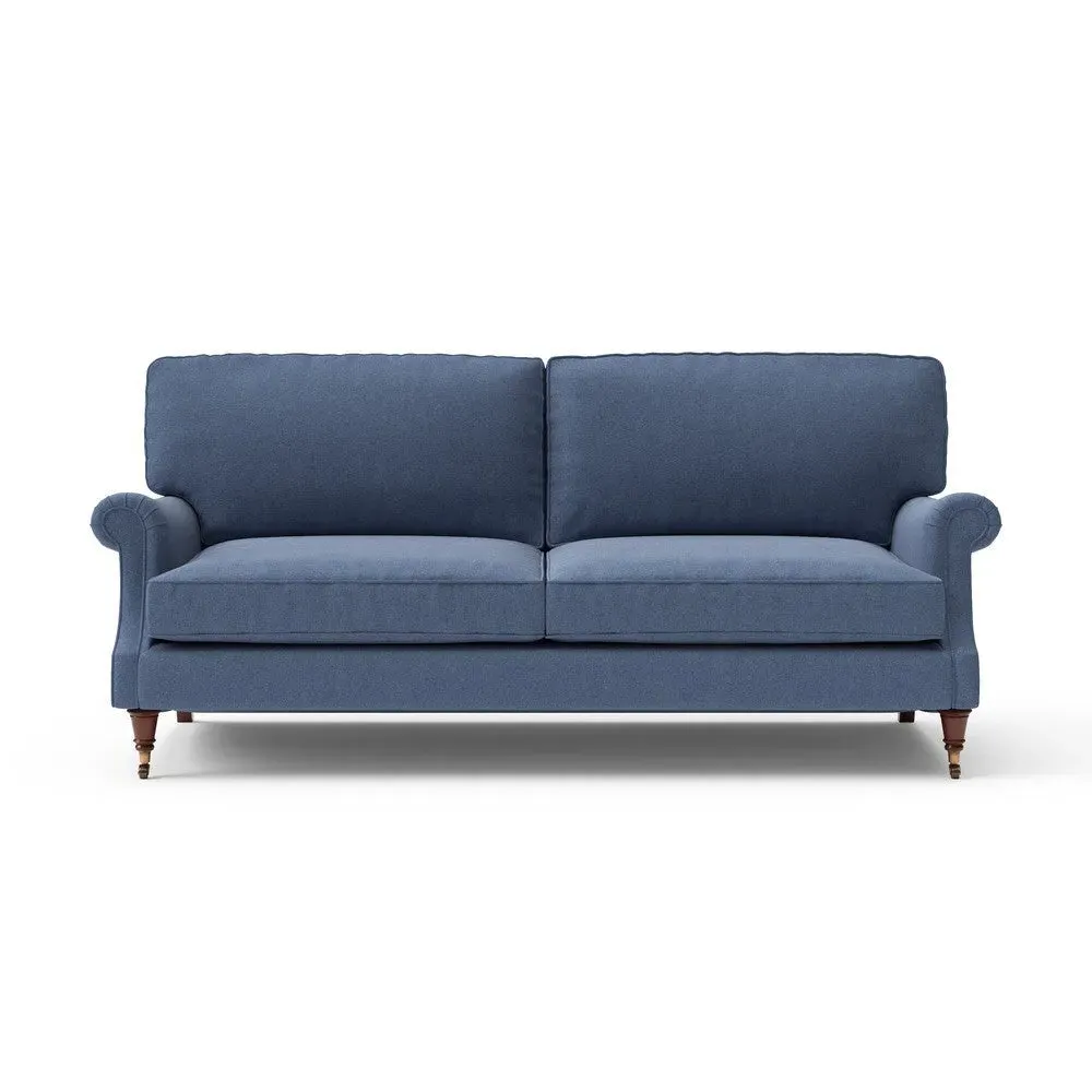4-Seater High Back Sofa - Dark Blue, Chunky Cotton