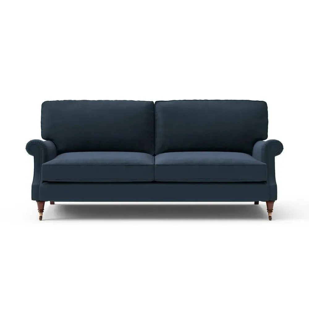 4-Seater High Back Sofa - Dark Blue, Matt Velvet image