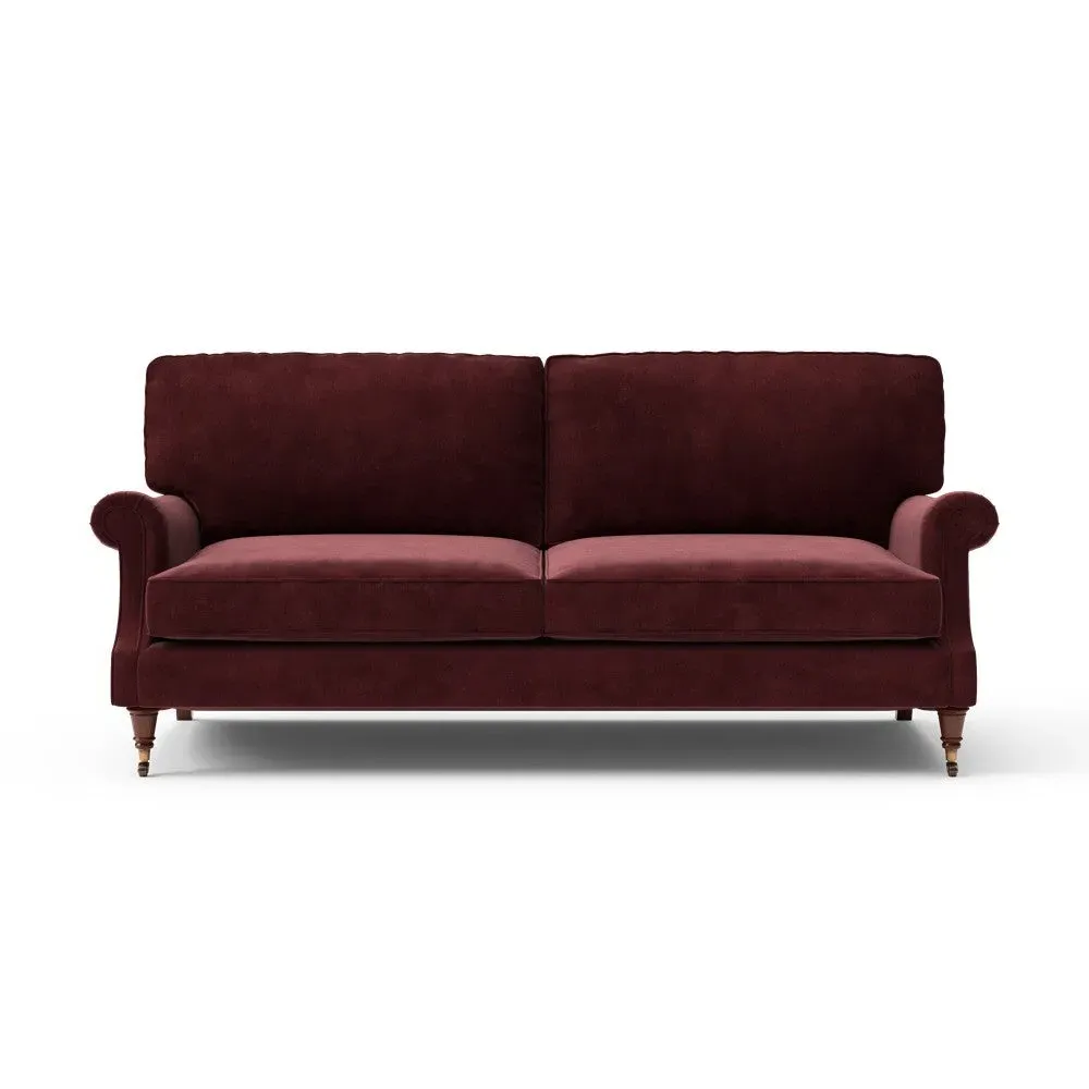 4-Seater High Back Sofa - Dark Rosehip, Matt Velvet