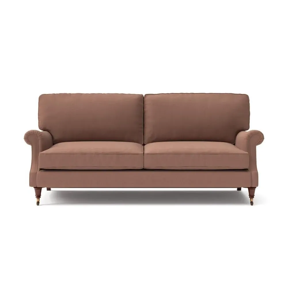 4-Seater High Back Sofa - Dusky Blush, House Linen Mix