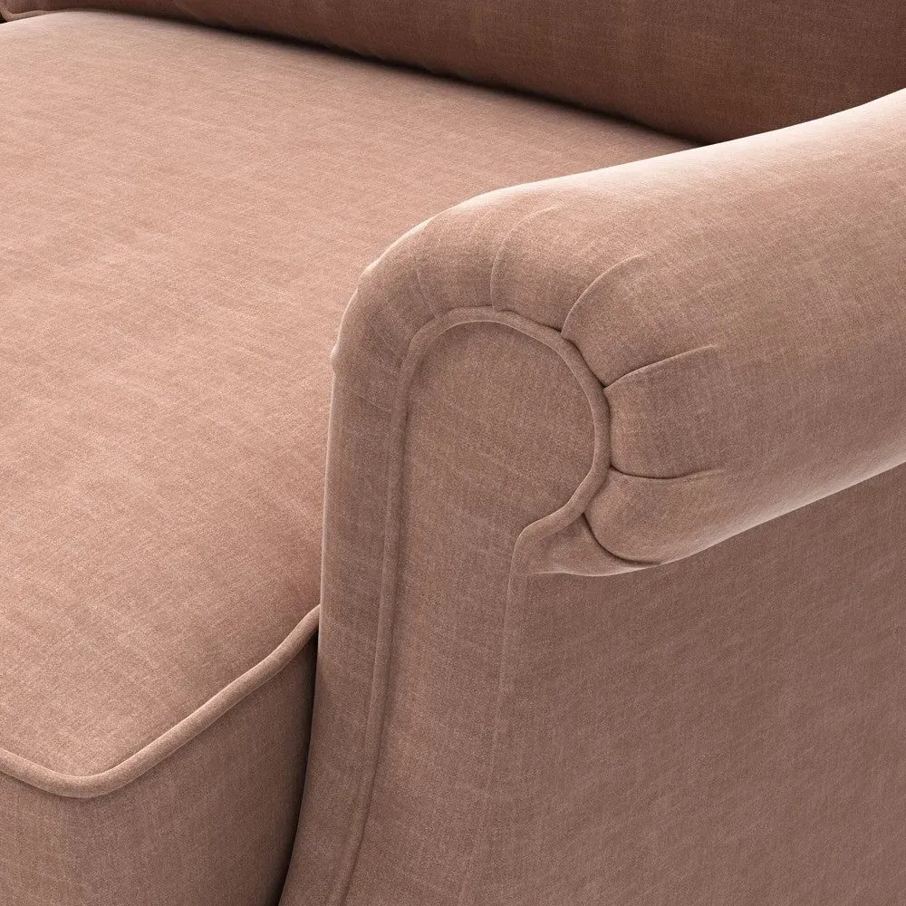 4-Seater High Back Sofa - Dusky Rose, Eco Chenille