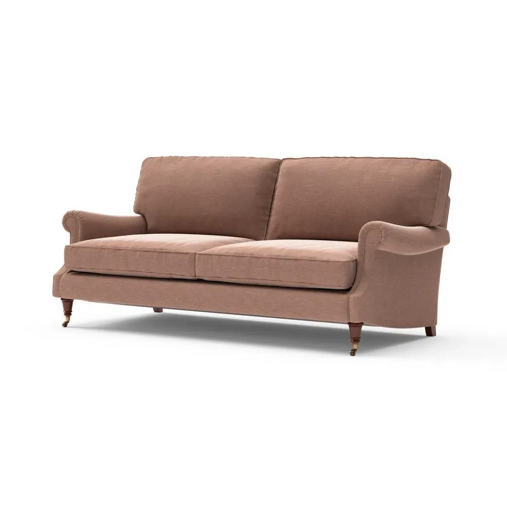 4-Seater High Back Sofa - Dusky Rose, Eco Chenille