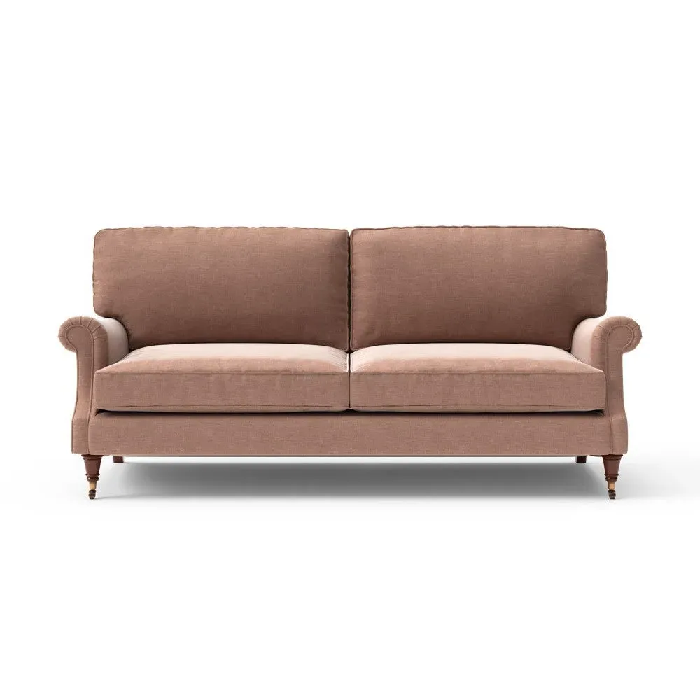 4-Seater High Back Sofa - Dusky Rose, Eco Chenille