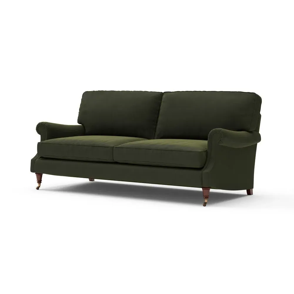 4-Seater High Back Sofa - Forest Green, Velvet