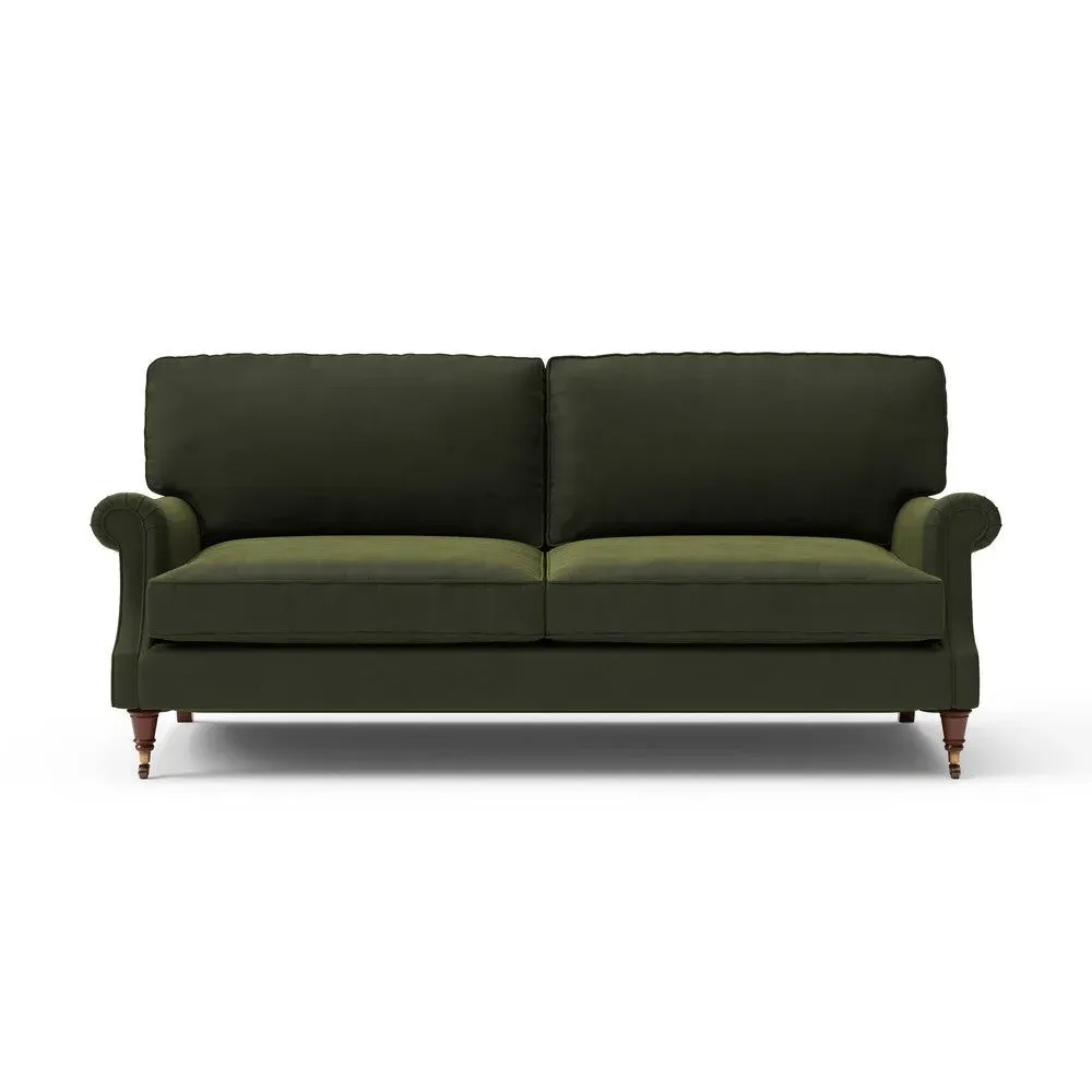 4-Seater High Back Sofa - Forest Green, Velvet