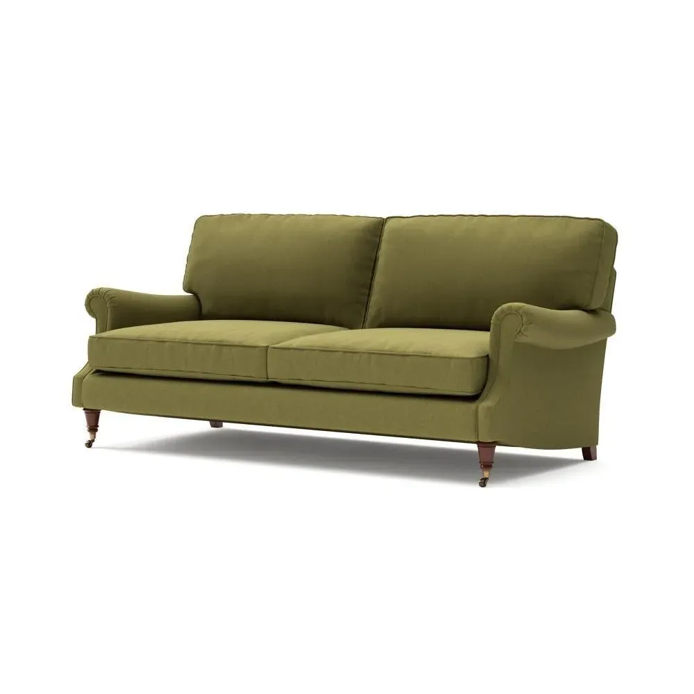 4-Seater High Back Sofa - Green, House Linen Mix