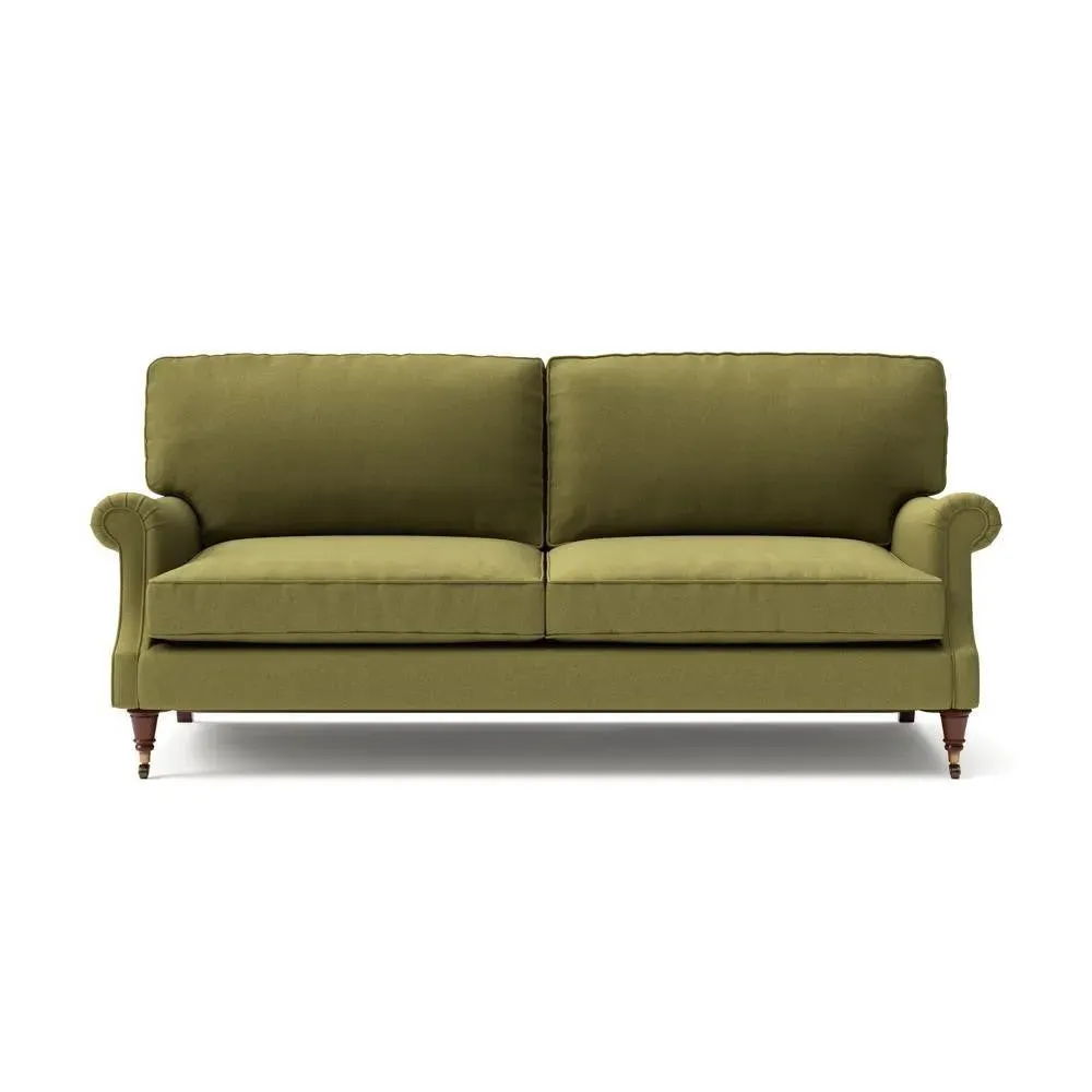 4-Seater High Back Sofa - Green, House Linen Mix image