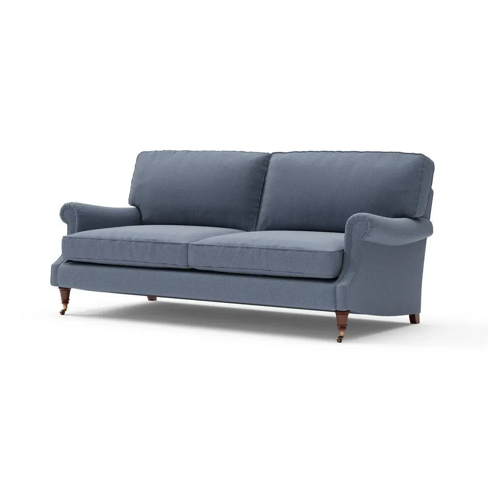 4-Seater High Back Sofa - Indigo, House Linen Mix