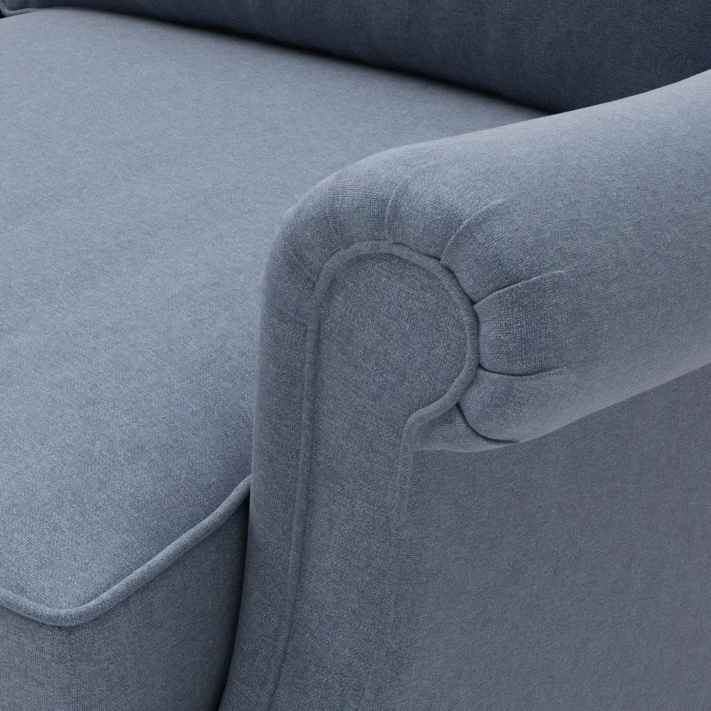 Taylor High Back 4-Seater Sofa - Indigo, Linen Mix by The Cotswold Company, image 8