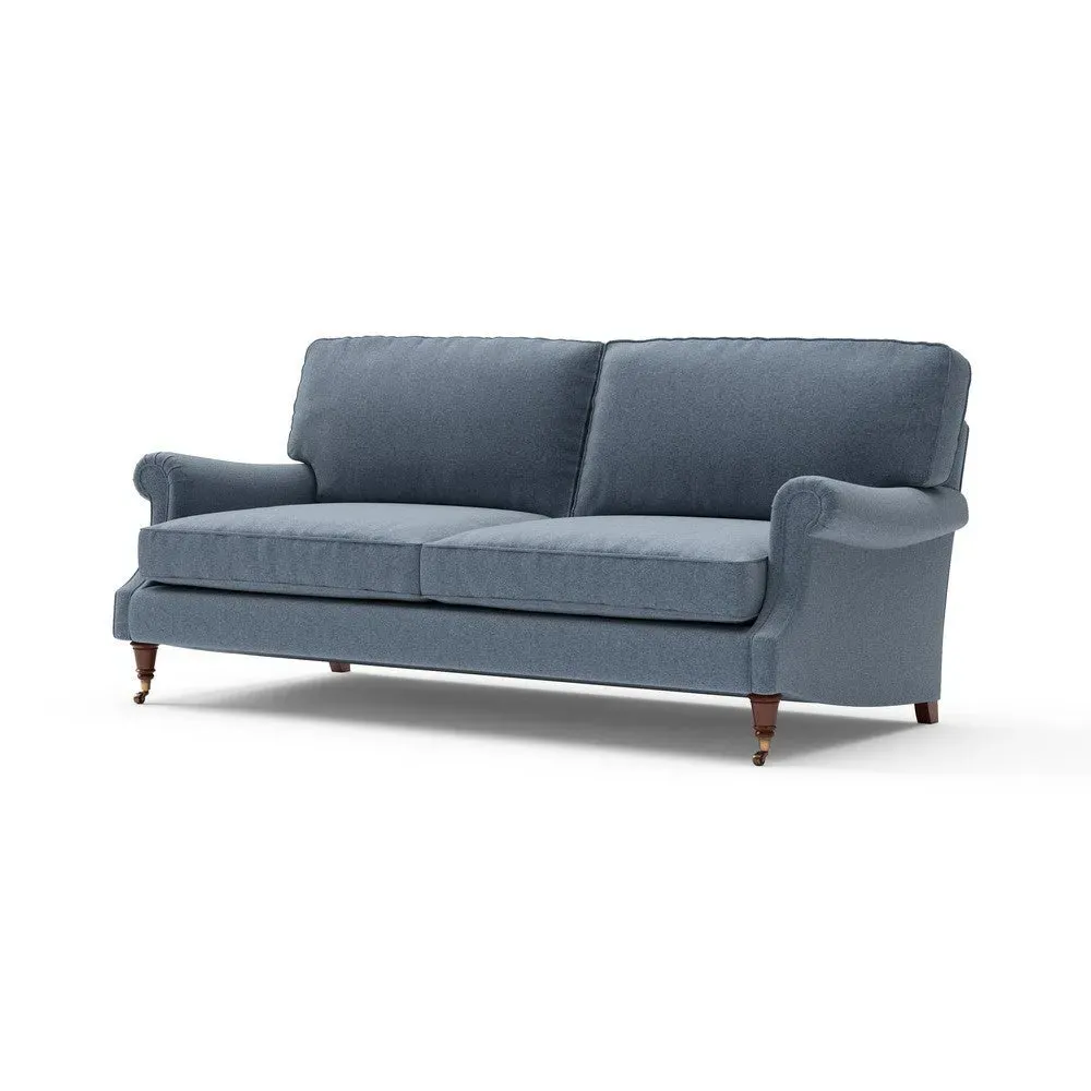 4-Seater High Back Sofa - Indigo, Rustic Weave