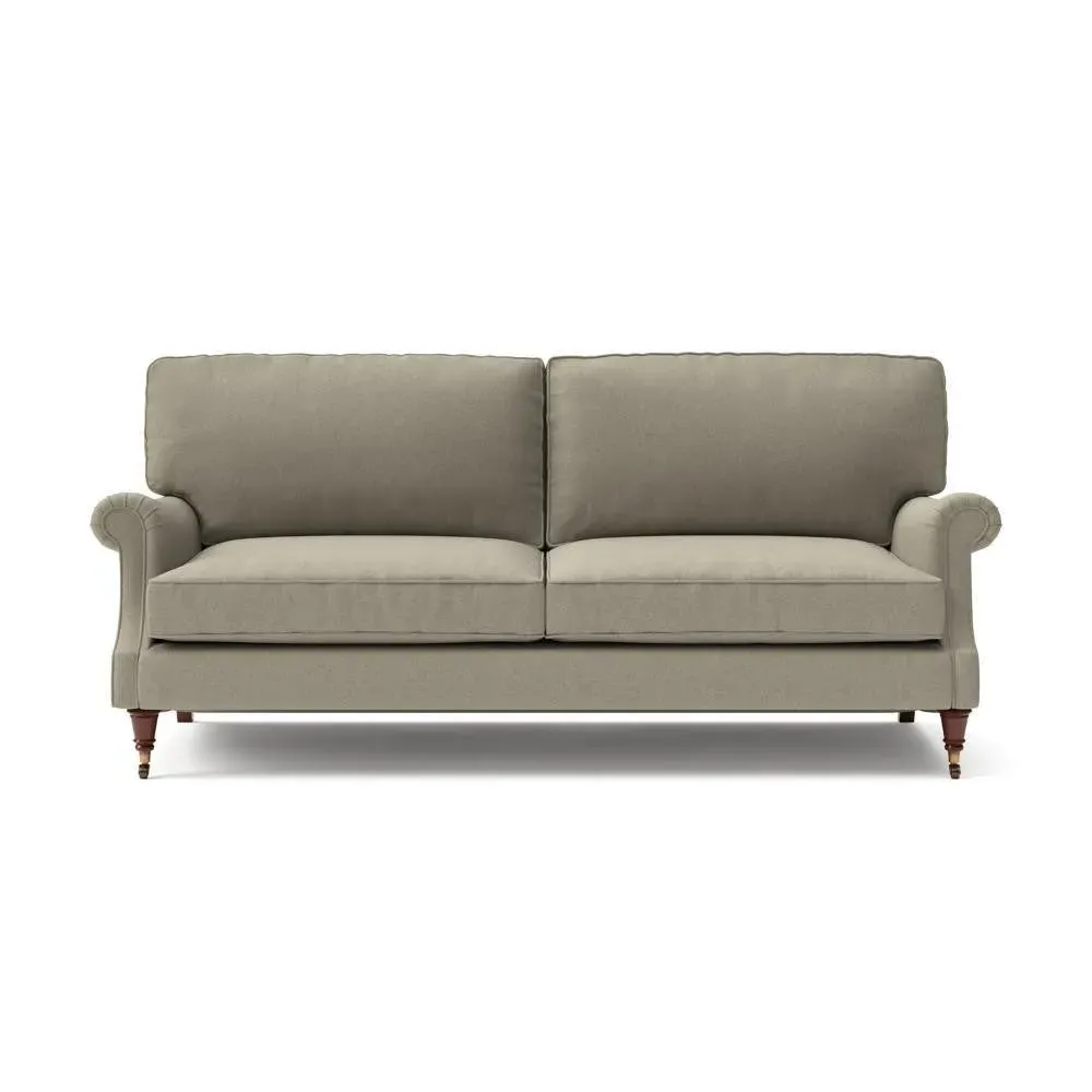 4-Seater High Back Sofa - Mid Grey, Linen Mix