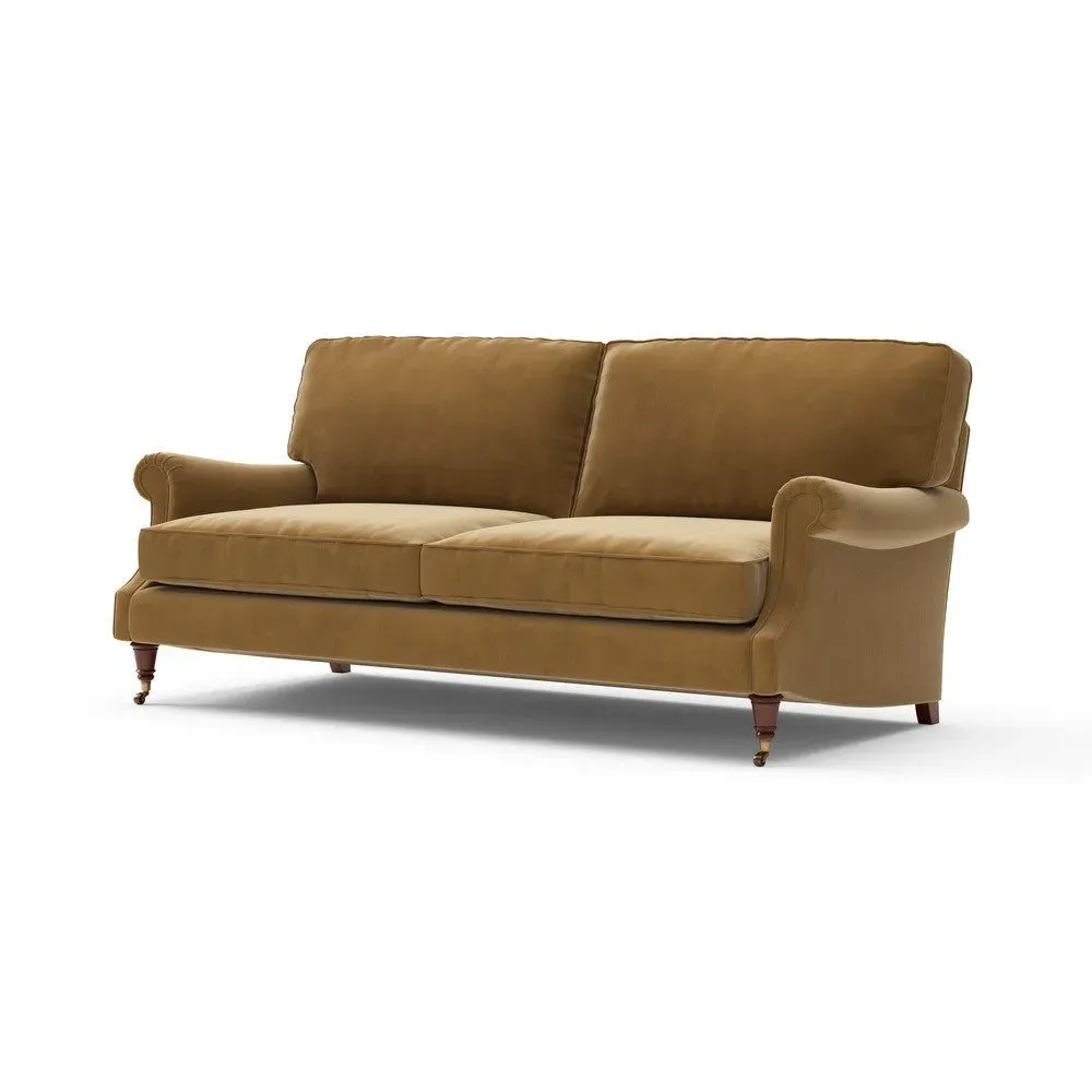 4-Seater High Back Sofa - Mustard, Matt Velvet
