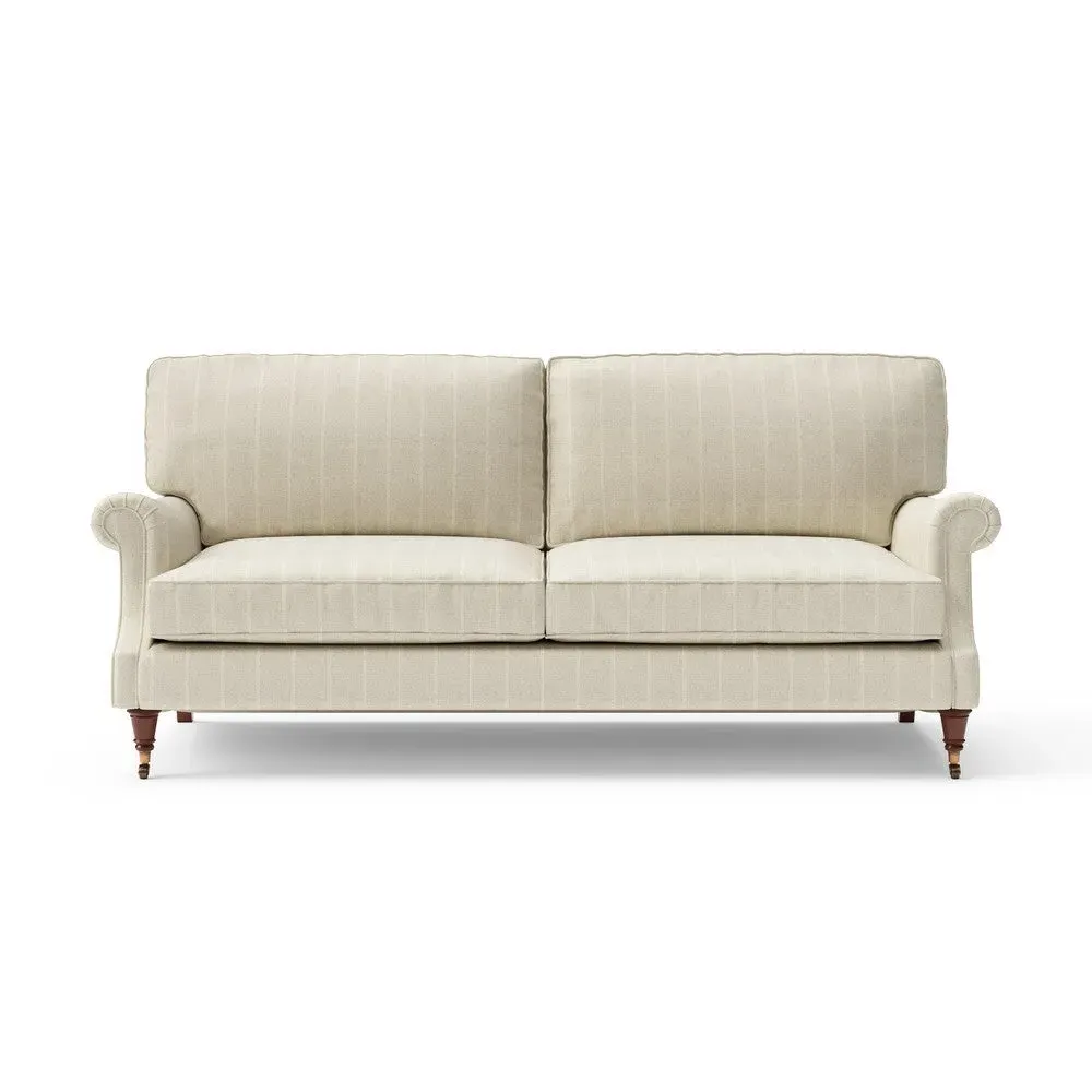 4-Seater High Back Sofa - Natural, Compton Stripe