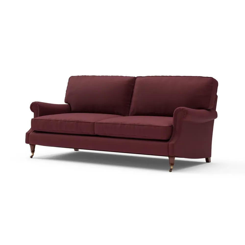 4-Seater High Back Sofa - Red, House Linen Mix