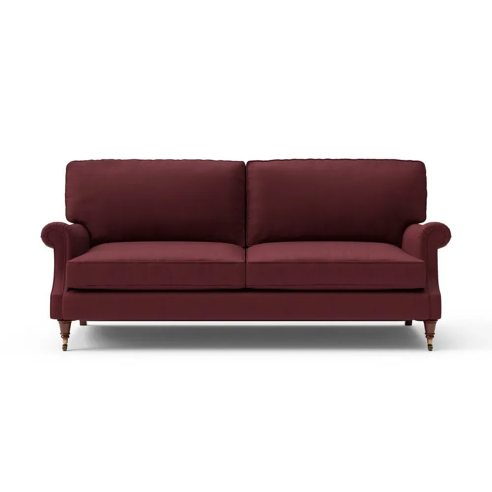 4-Seater High Back Sofa - Red, House Linen Mix