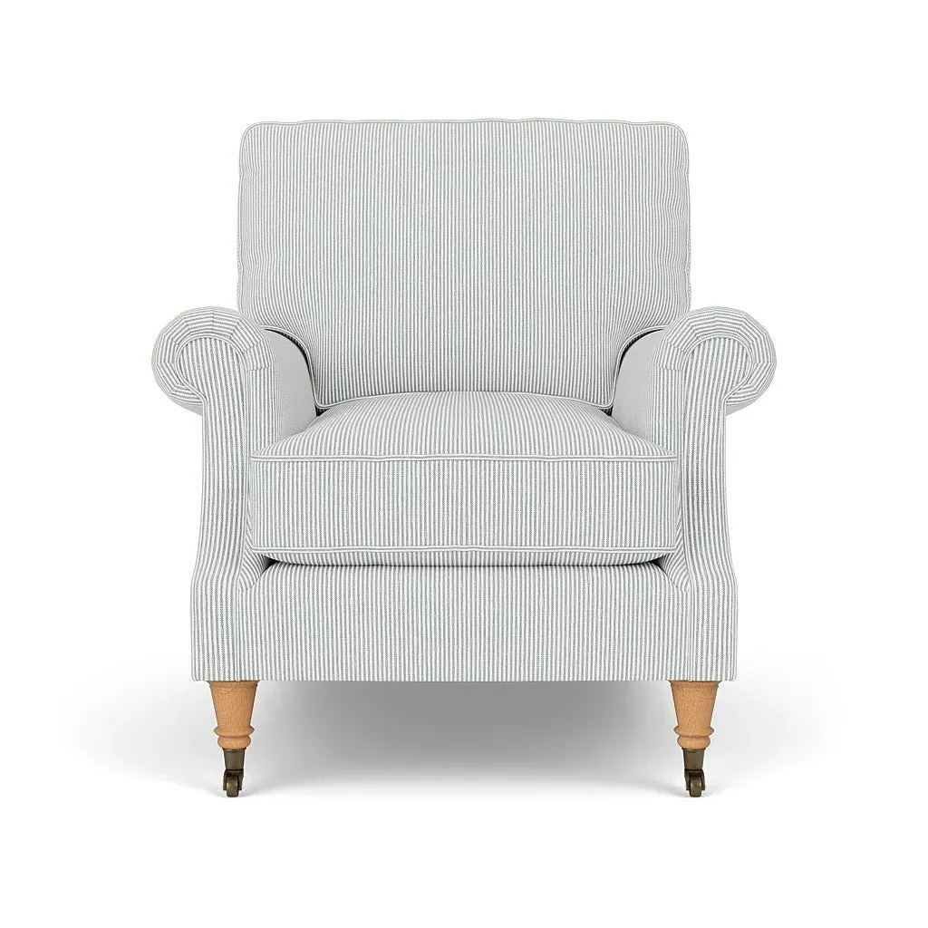 The Cotswold Company Broadway Stripe High Back Armchair - Duck Egg alternate view