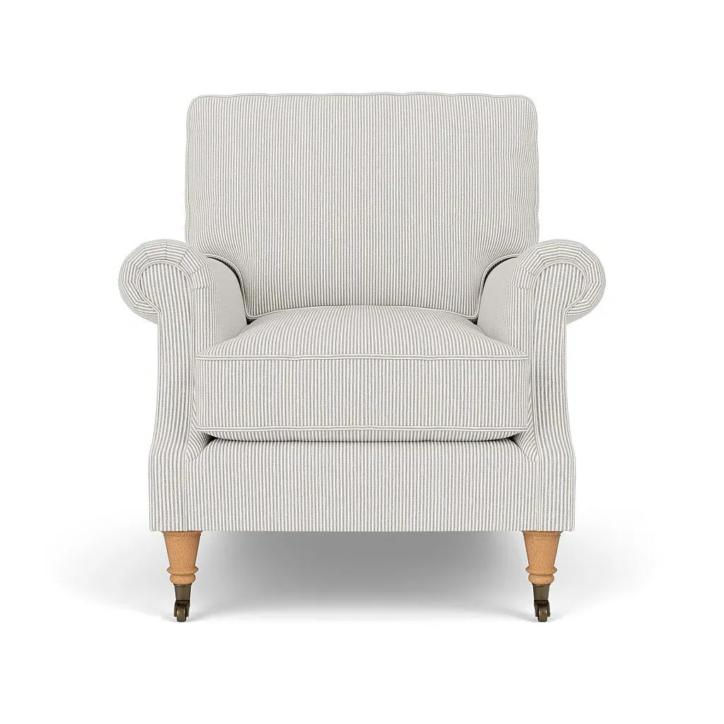 The Cotswold Company Broadway Stripe High Back Armchair - Grey, alternate view