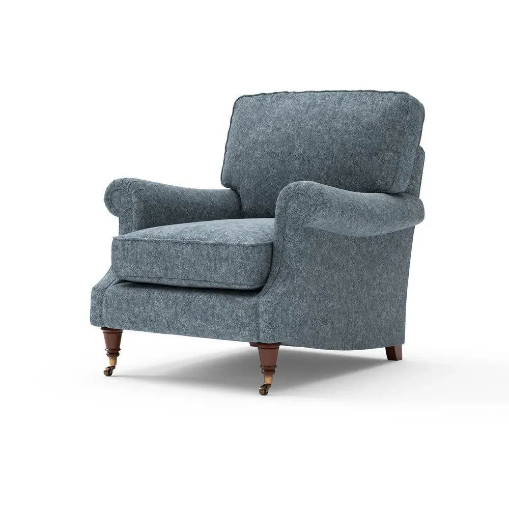 Armchair - Mid Blue, Aquaclean Oxford
