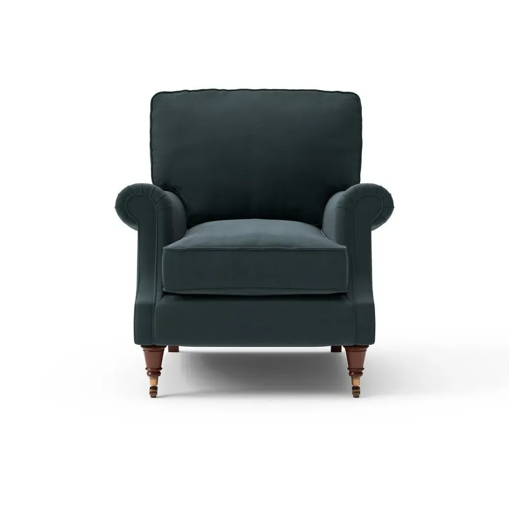 High Back Armchair - Blue, Matt Velvet image