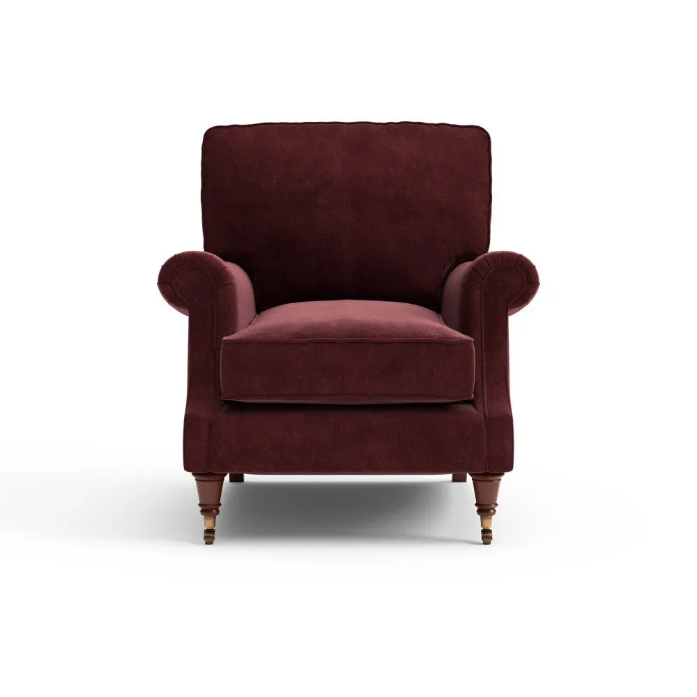 High Back Armchair - Dark Rosehip, Matt Velvet
