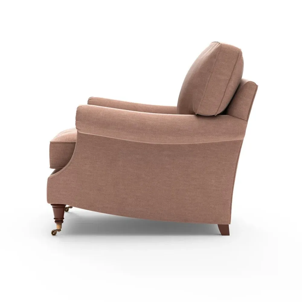 High Back Armchair - Dusky Rose, Eco Chenille