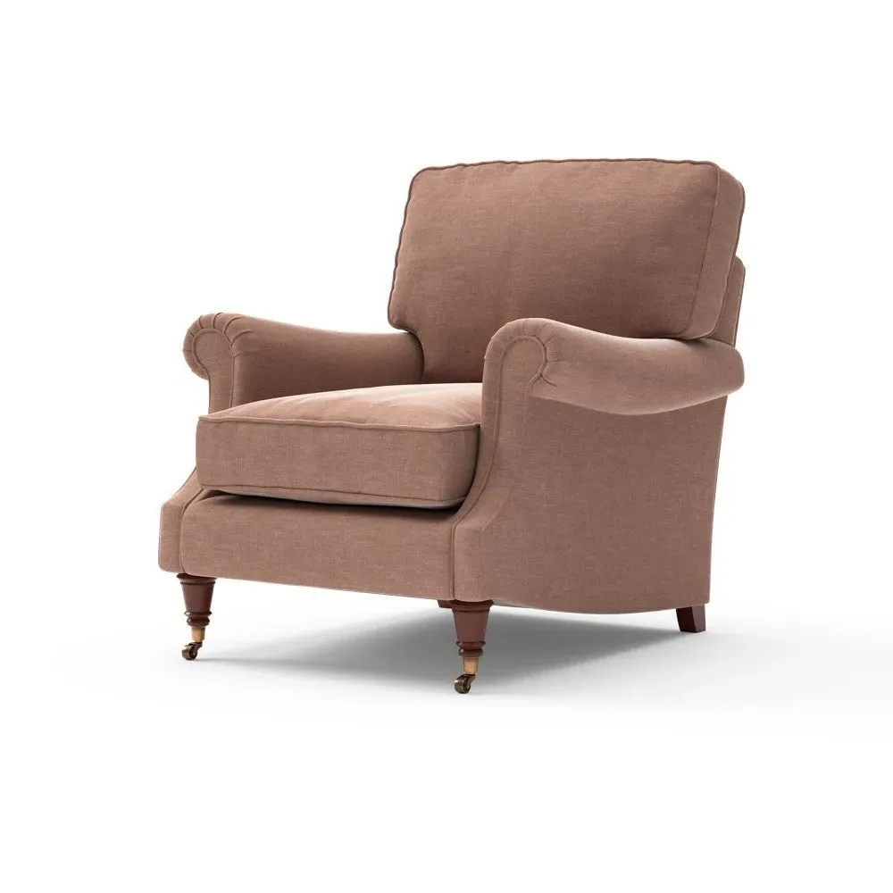 High Back Armchair - Dusky Rose, Eco Chenille