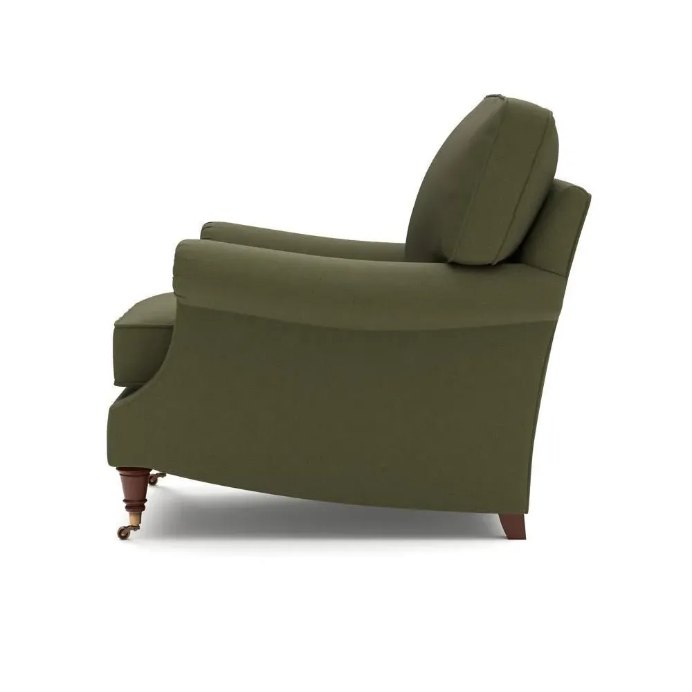 High Back Armchair - Forest Green, House Linen Mix