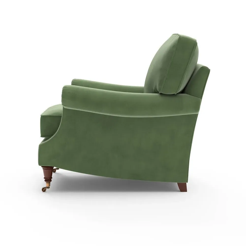High Back Armchair - Green, Matt Velvet