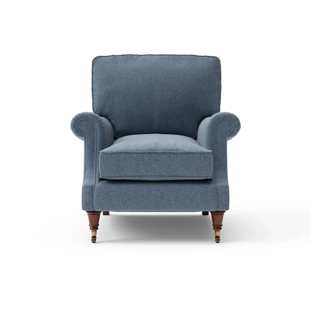 High Back Armchair - Indigo, Rustic Weave