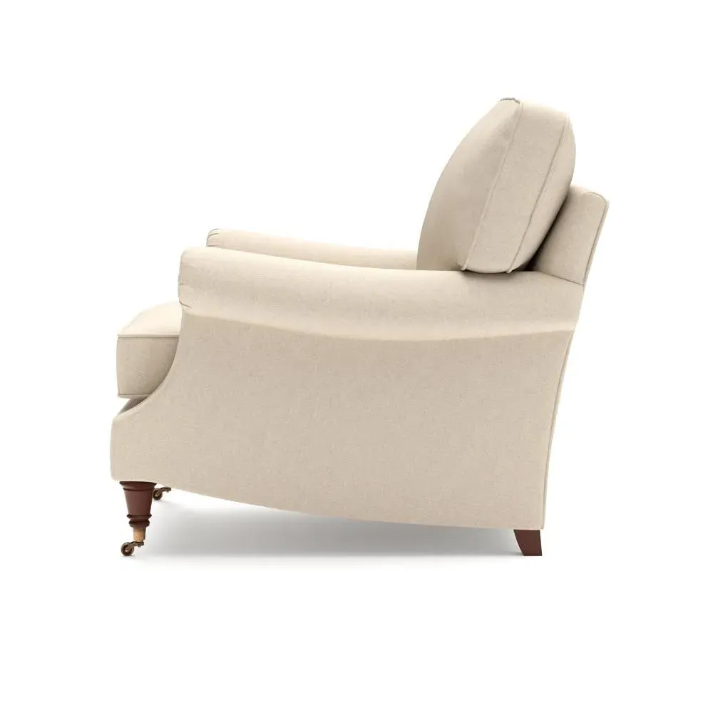 High Back Armchair - Lily White, House Linen Mix