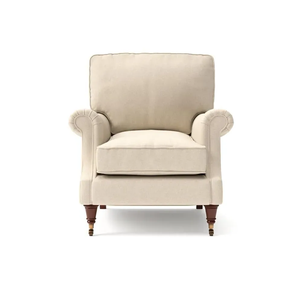 High Back Armchair - Lily White, House Linen Mix