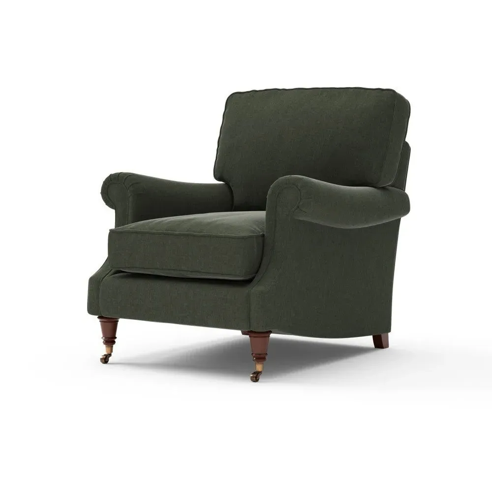 High Back Armchair - Moss, Eco Chenille