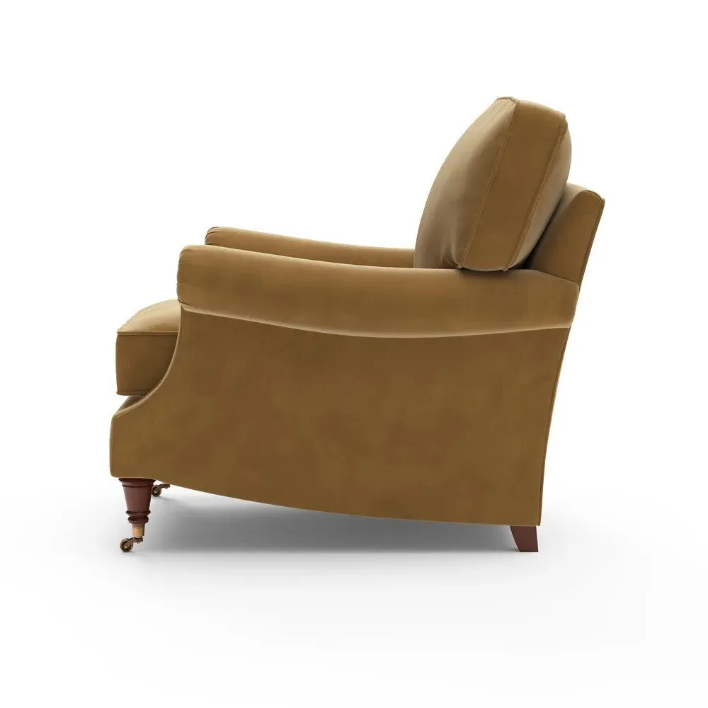High Back Armchair - Mustard, Matt Velvet