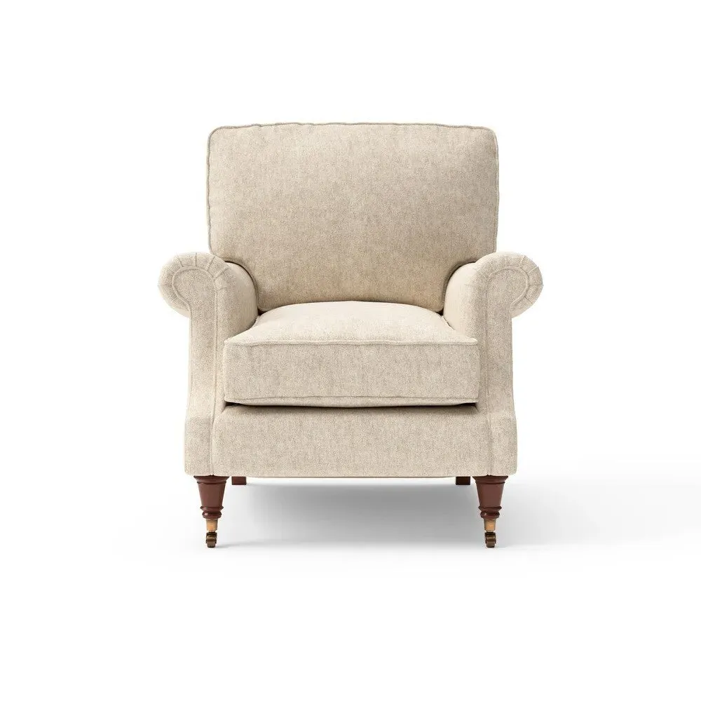 High Back Armchair - Natural, Aquaclean Oxford