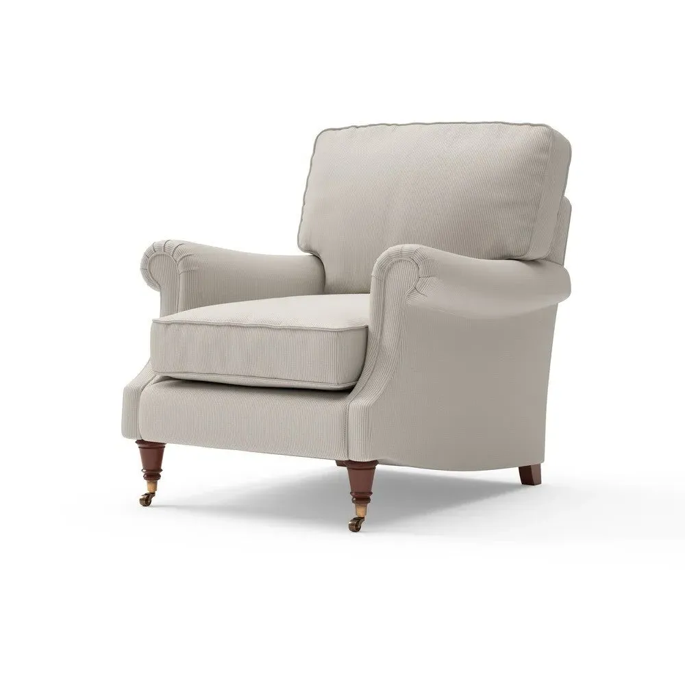 High Back Armchair - Natural, Broadway Stripe