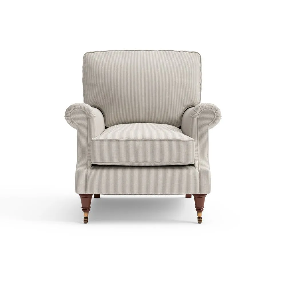 High Back Armchair - Natural, Broadway Stripe