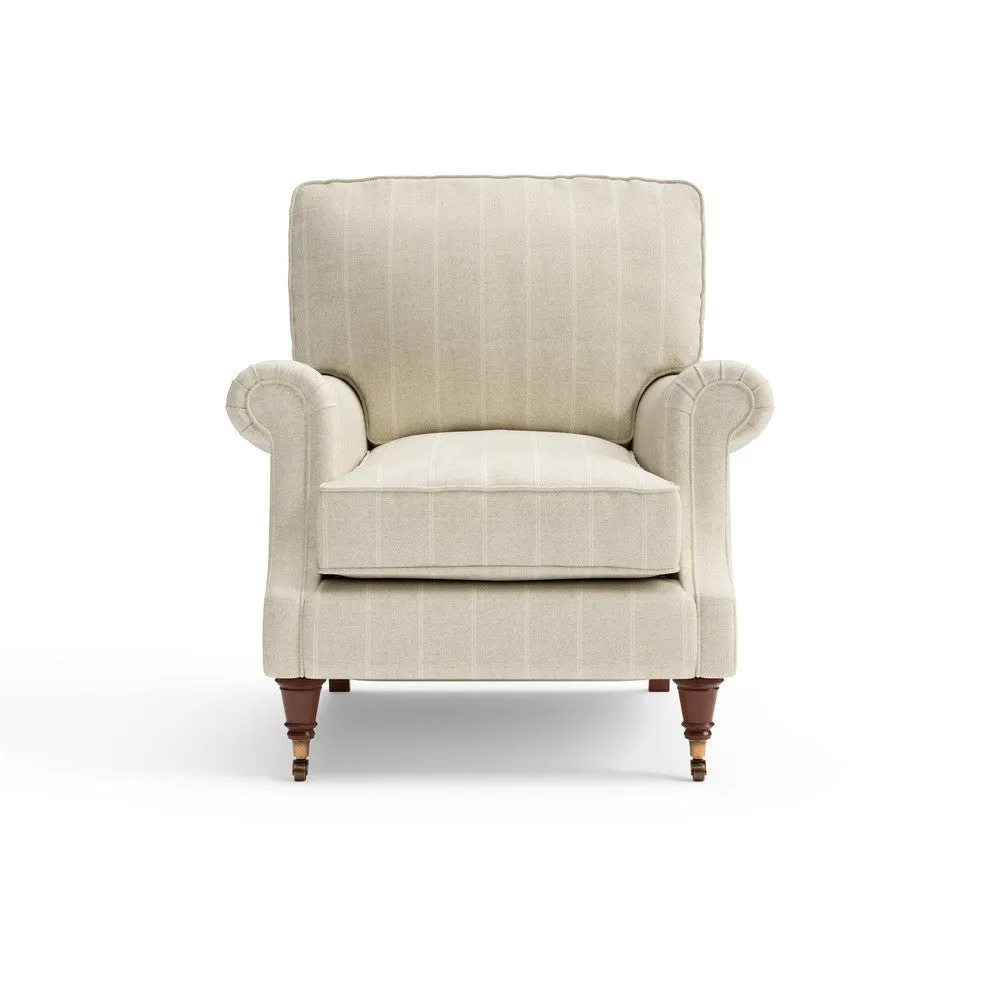 High Back Armchair - Natural, Compton Stripe
