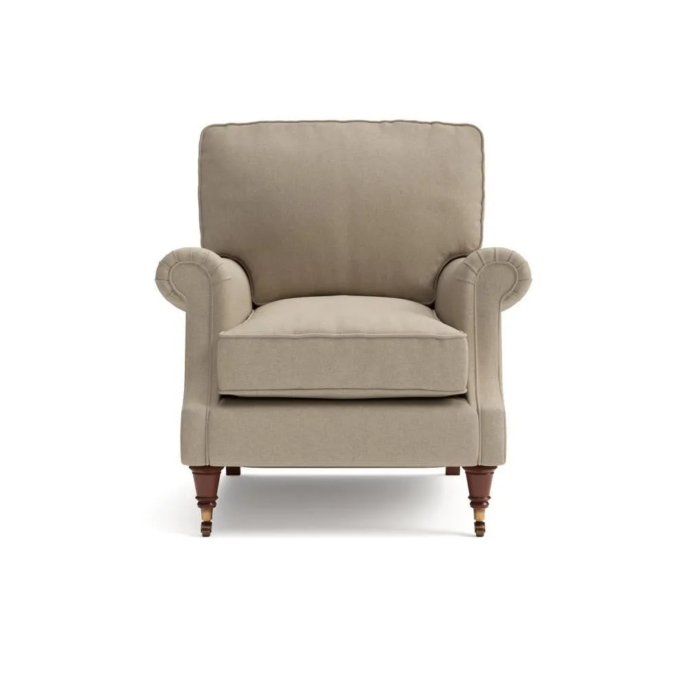 High Back Armchair - Natural, House Linen Mix